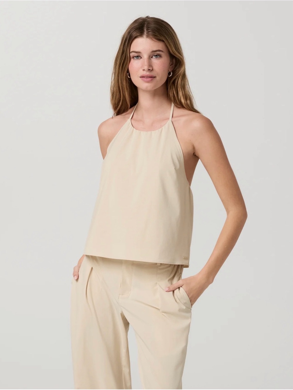Vuori Villa Shoreline Halter Top in Bleached Sand Size Small